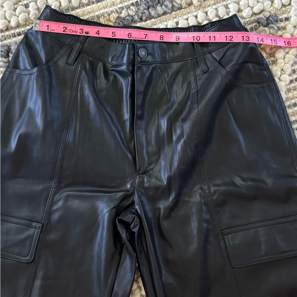 Madden NYC Black Faux Leather Cargo Jogger Pants - Picture 6 of 8